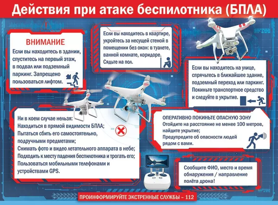 Напоминаем правила поведения при атаке БПЛА